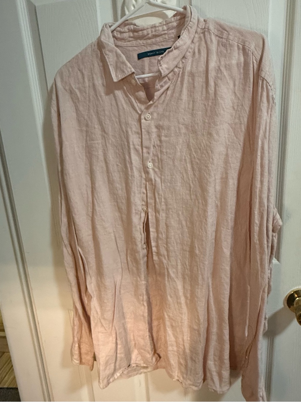 Perry Ellis Pale Pink Button-Down Linen Shirt